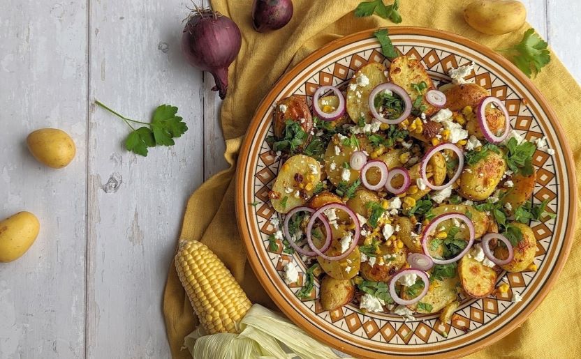 Kartoffelsalat med bagte majs Kartoffelsalat med bagte majs